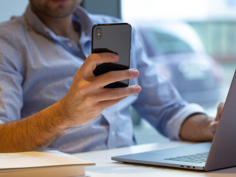 a person holding smartphone